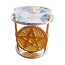 Carregar imagem no visualizador da galeria, Queimador Aromaterapia Metal com Pentagrama

